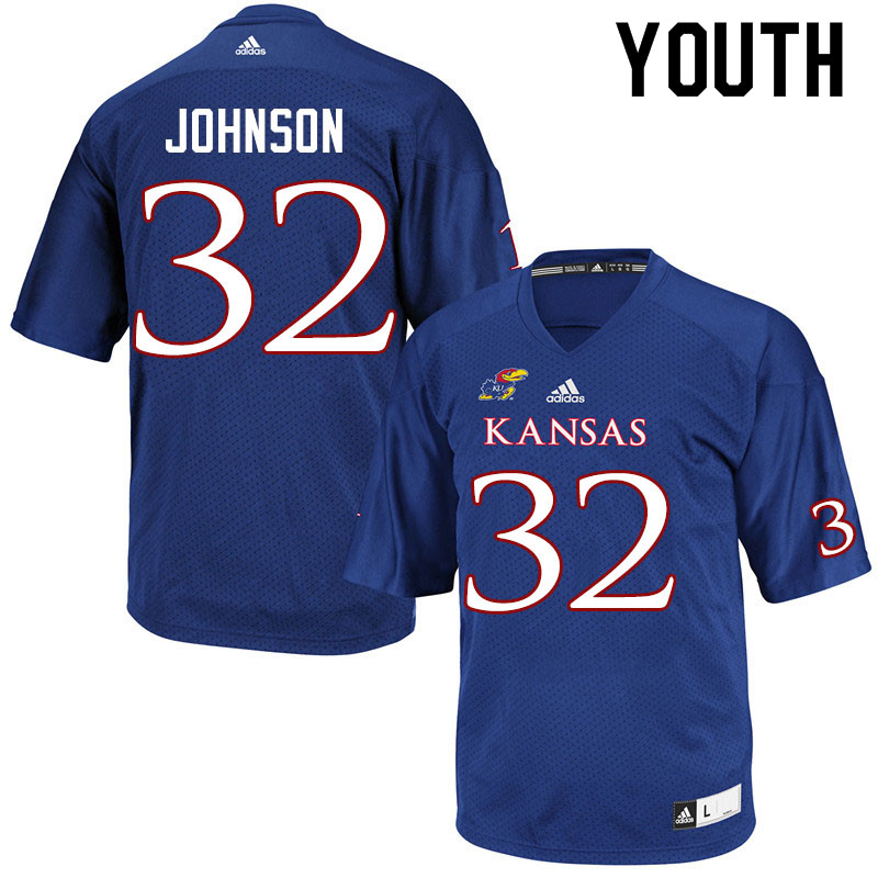 Youth #32 Terrence Johnson Kansas Jayhawks College Football Jerseys Sale-Royal - Click Image to Close